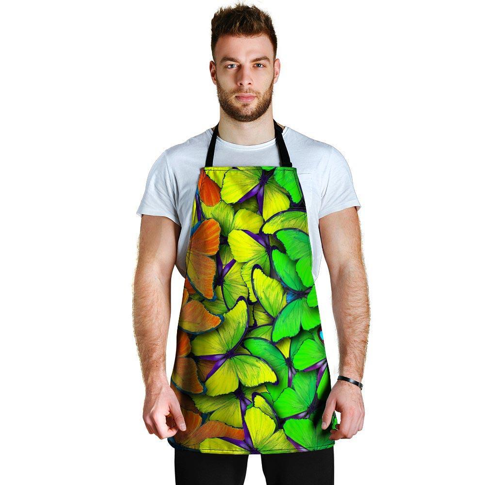 Rainbow Butterfly Print Men's Apron-grizzshop