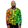 Rainbow Butterfly Print Men's Bomber Jacket-grizzshop