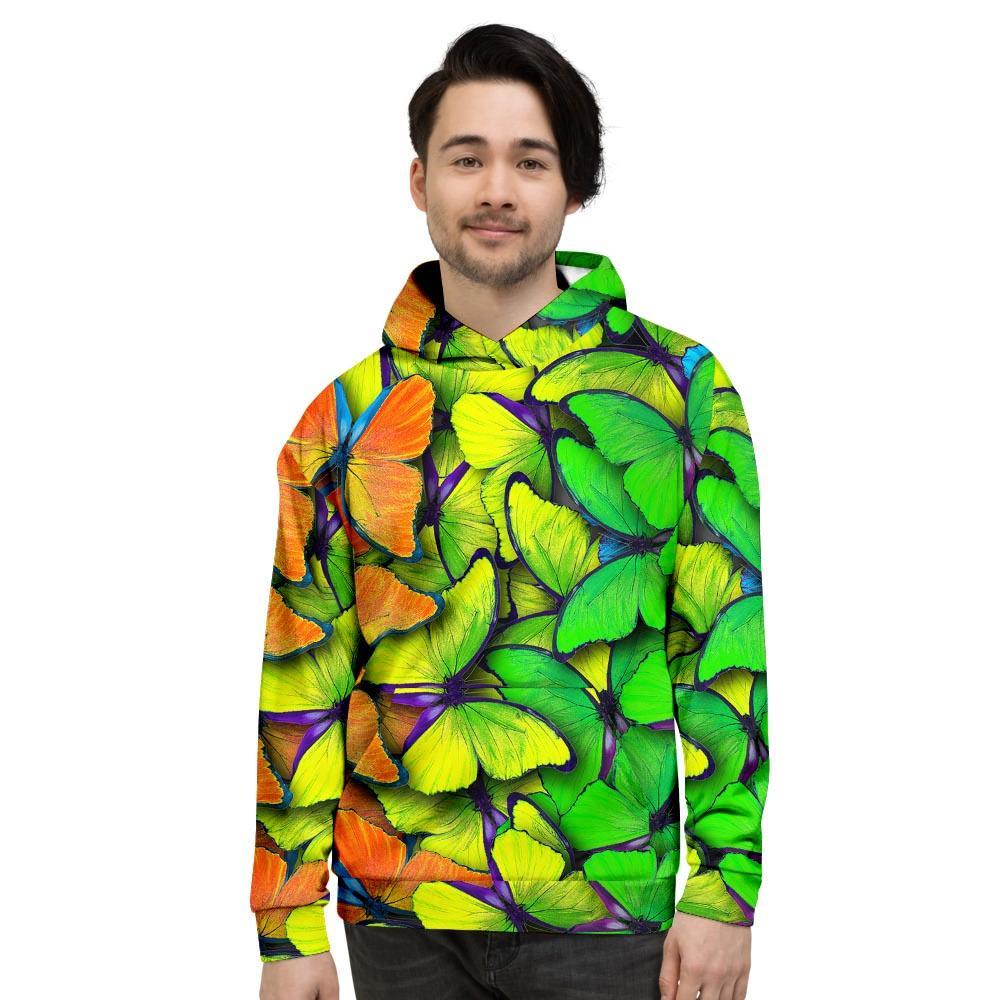 Rainbow Butterfly Print Men's Hoodie-grizzshop