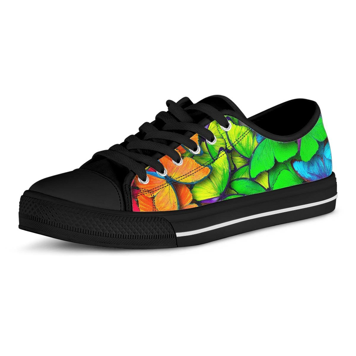 Rainbow Butterfly Print Men's Low Top Shoes-grizzshop