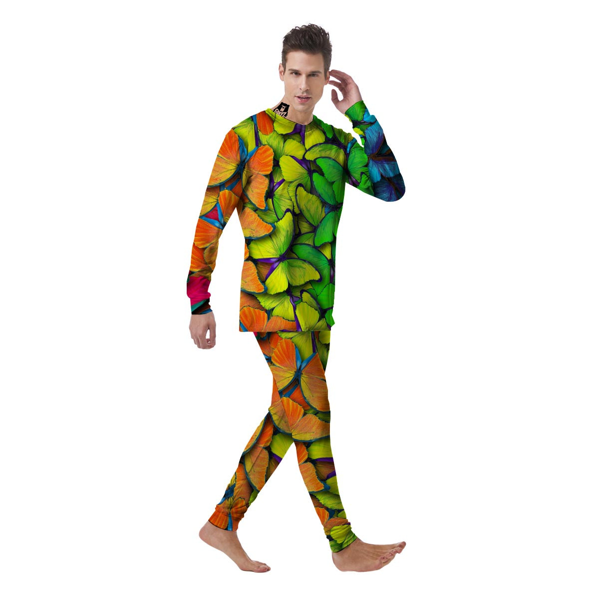 Rainbow Butterfly Print Men's Pajamas-grizzshop