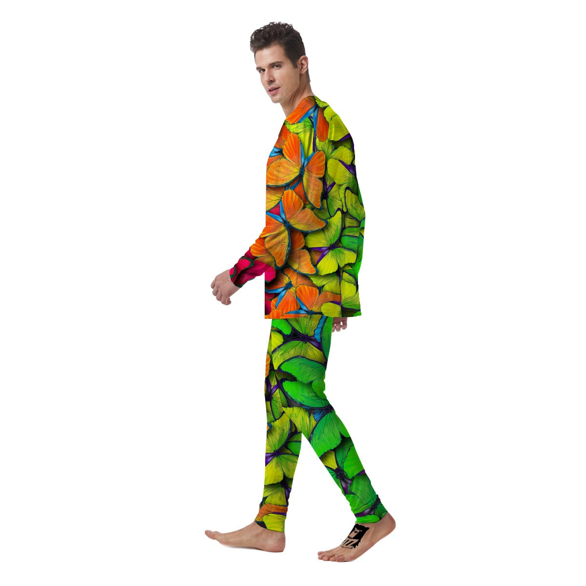 Rainbow Butterfly Print Men's Pajamas-grizzshop