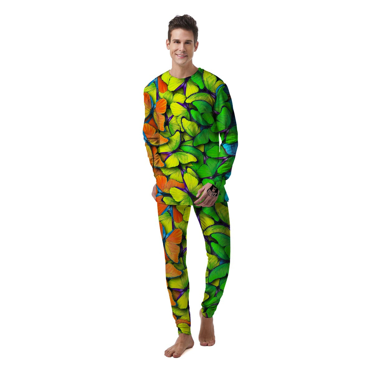 Rainbow Butterfly Print Men's Pajamas-grizzshop