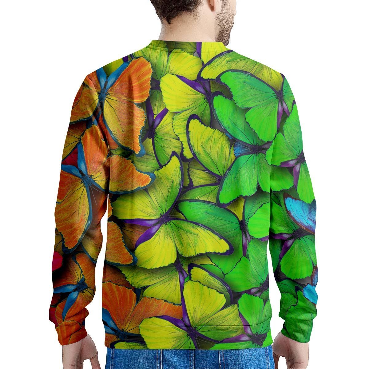 Rainbow Butterfly Print Men's Sweatshirt-grizzshop