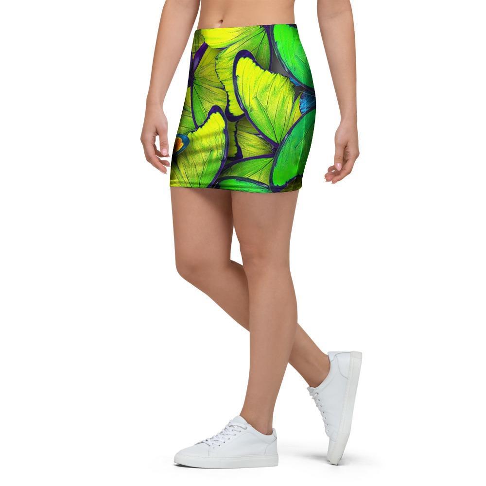 Rainbow Butterfly Print Mini Skirt-grizzshop