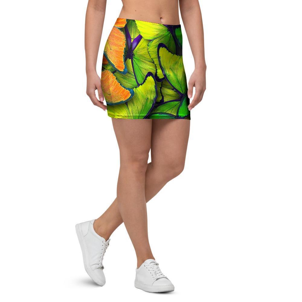 Rainbow Butterfly Print Mini Skirt-grizzshop