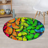 Rainbow Butterfly Print Round Rug-grizzshop