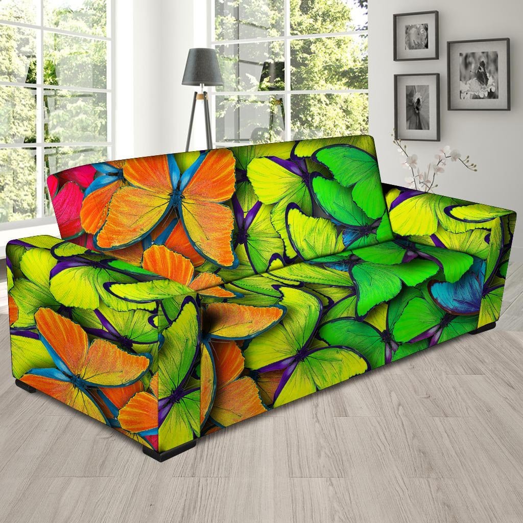 Rainbow Butterfly Print Sofa Cover-grizzshop