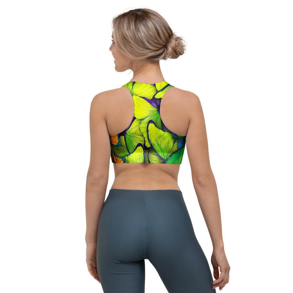 Rainbow Butterfly Print Sports Bra-grizzshop