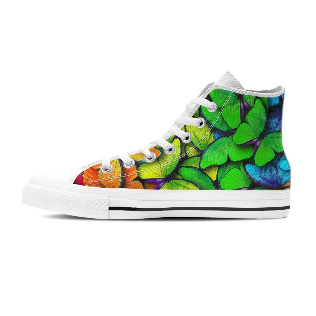 Rainbow Butterfly Print Women's High Top Shoes-grizzshop