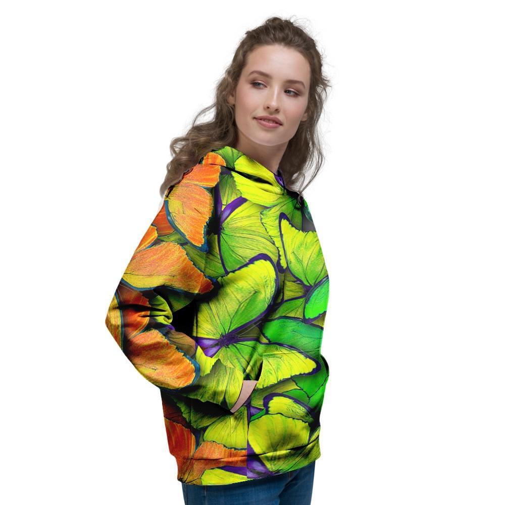 Rainbow Butterfly Print Women's Hoodie-grizzshop