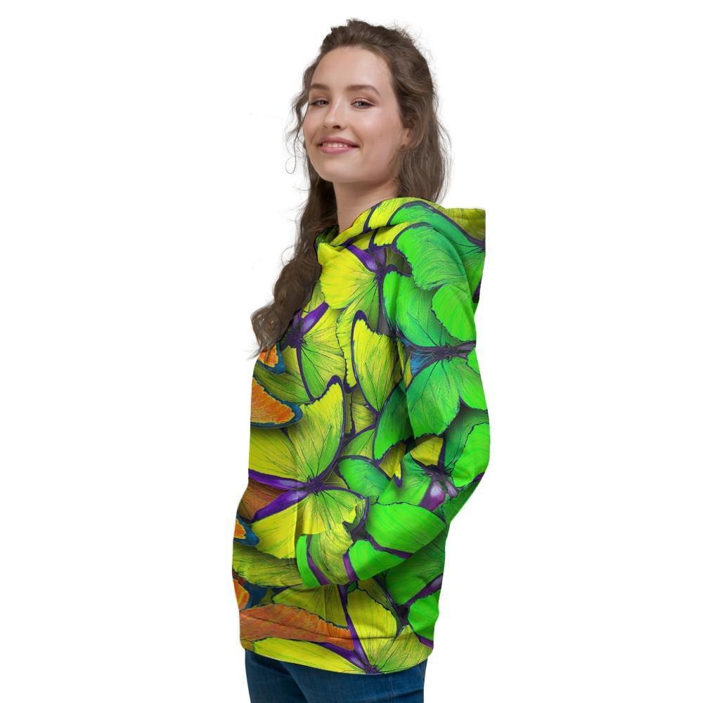 Rainbow Butterfly Print Women's Hoodie-grizzshop