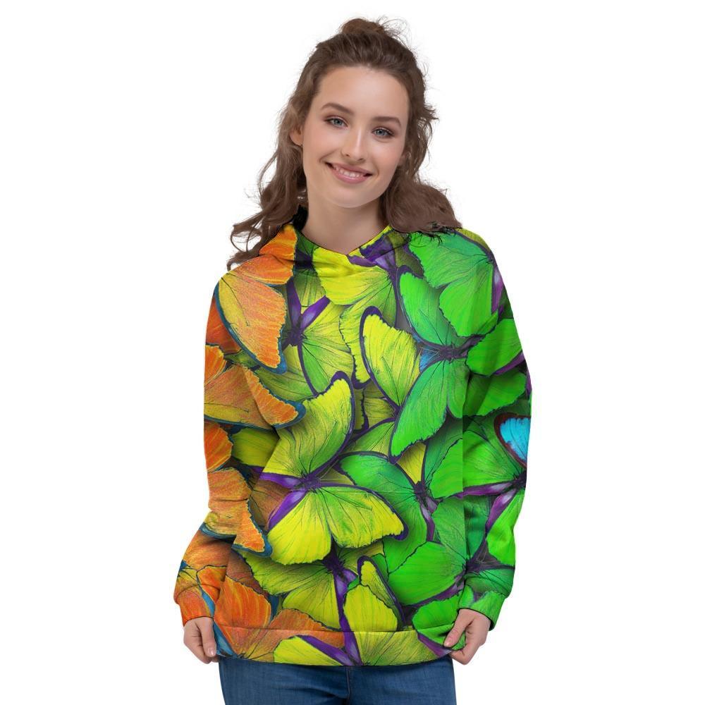 Rainbow Butterfly Print Women's Hoodie-grizzshop