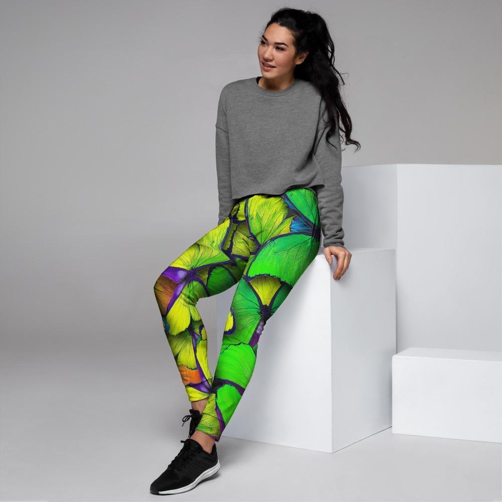 Rainbow Butterfly Print Women's Joggers-grizzshop