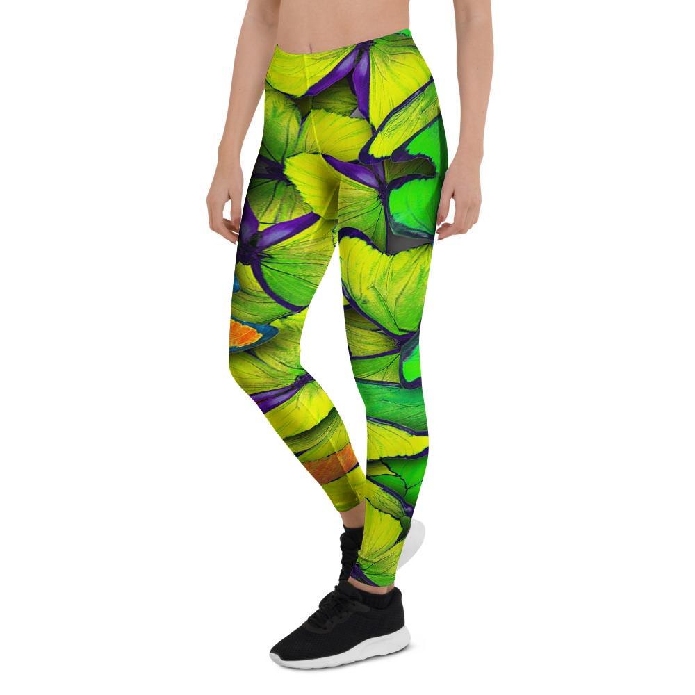 Rainbow Butterfly Print Women's Leggings-grizzshop