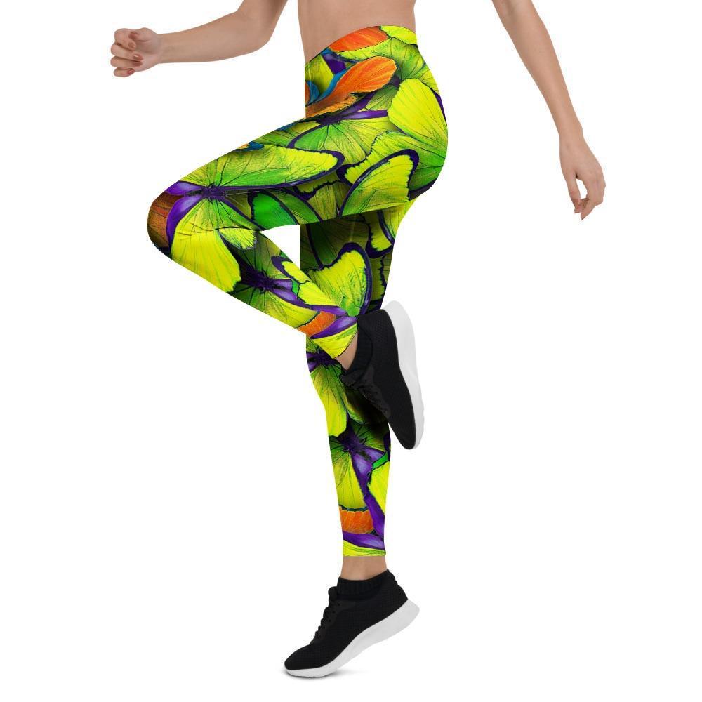 Rainbow Butterfly Print Women's Leggings-grizzshop