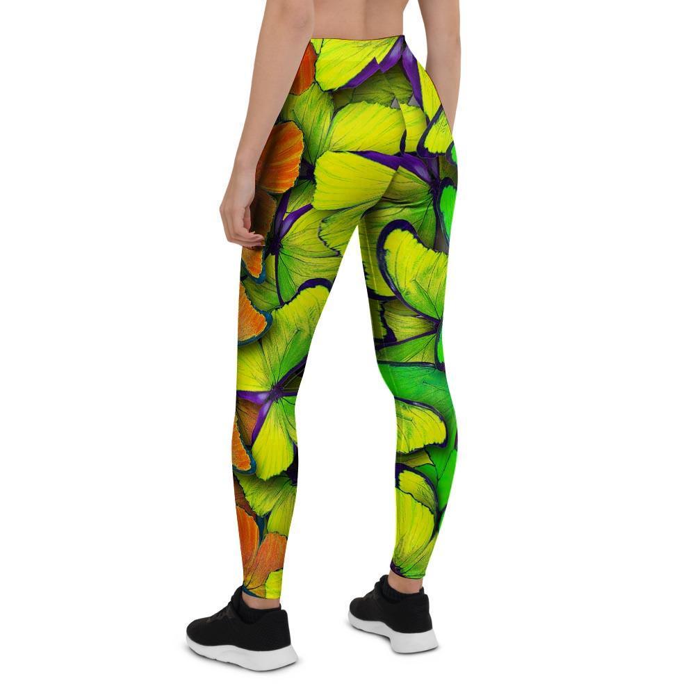 Rainbow Butterfly Print Women's Leggings-grizzshop