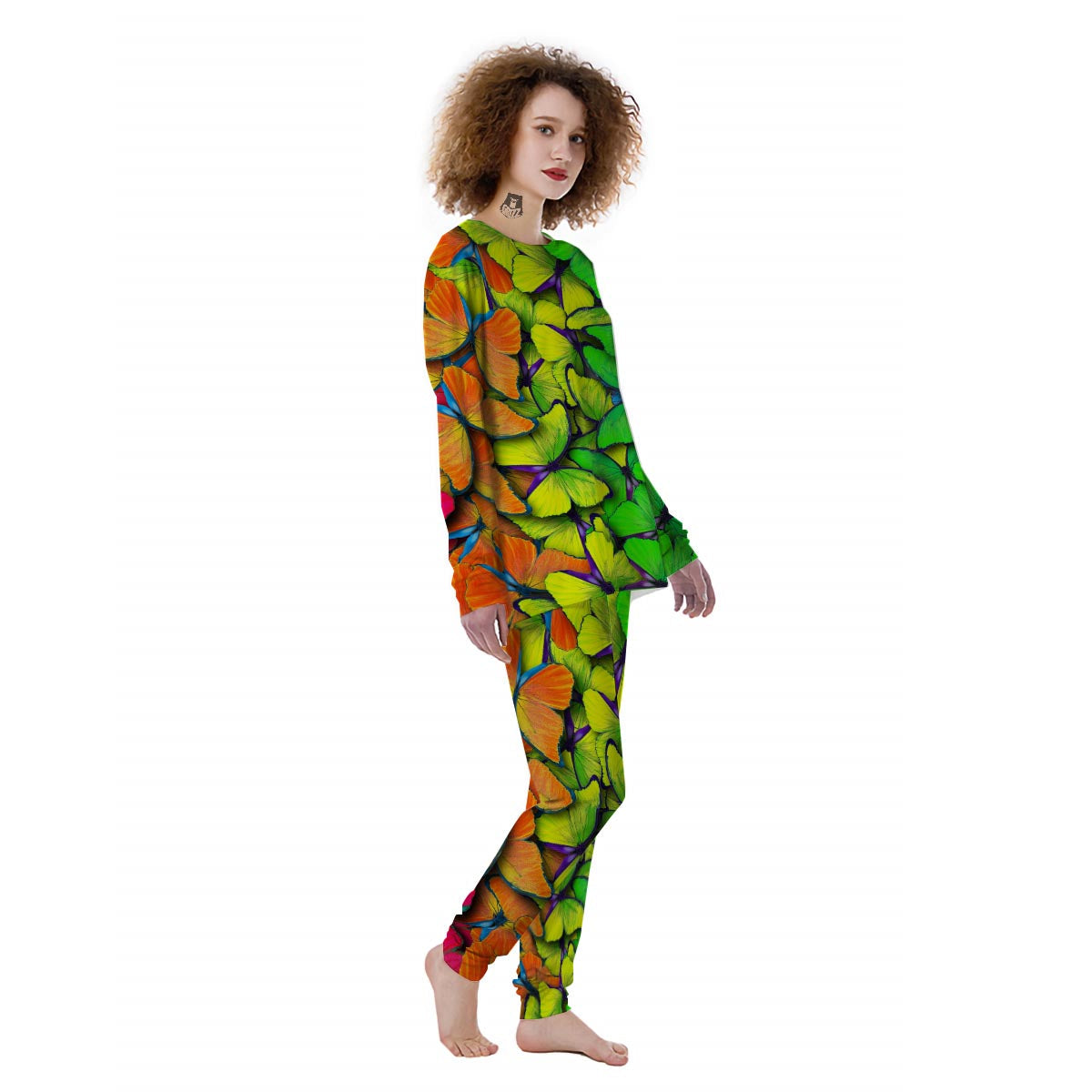 Rainbow Butterfly Print Women's Pajamas-grizzshop