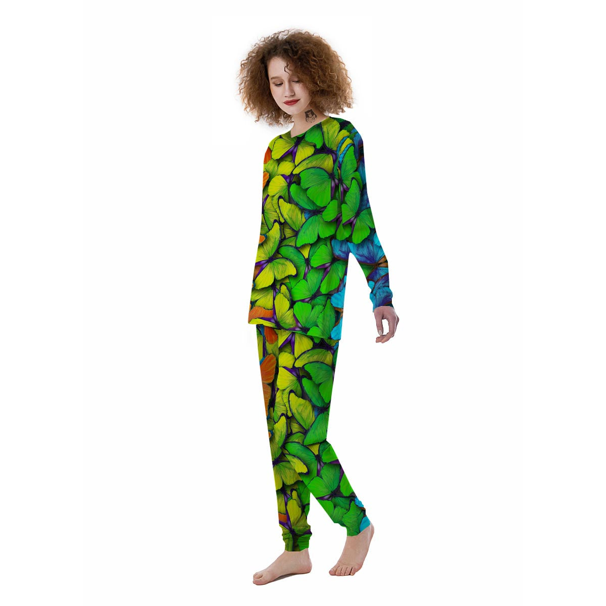 Rainbow Butterfly Print Women's Pajamas-grizzshop