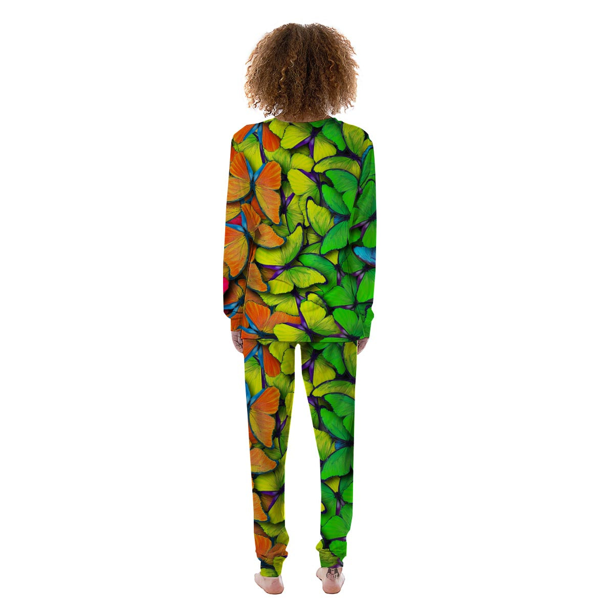 Rainbow Butterfly Print Women's Pajamas-grizzshop