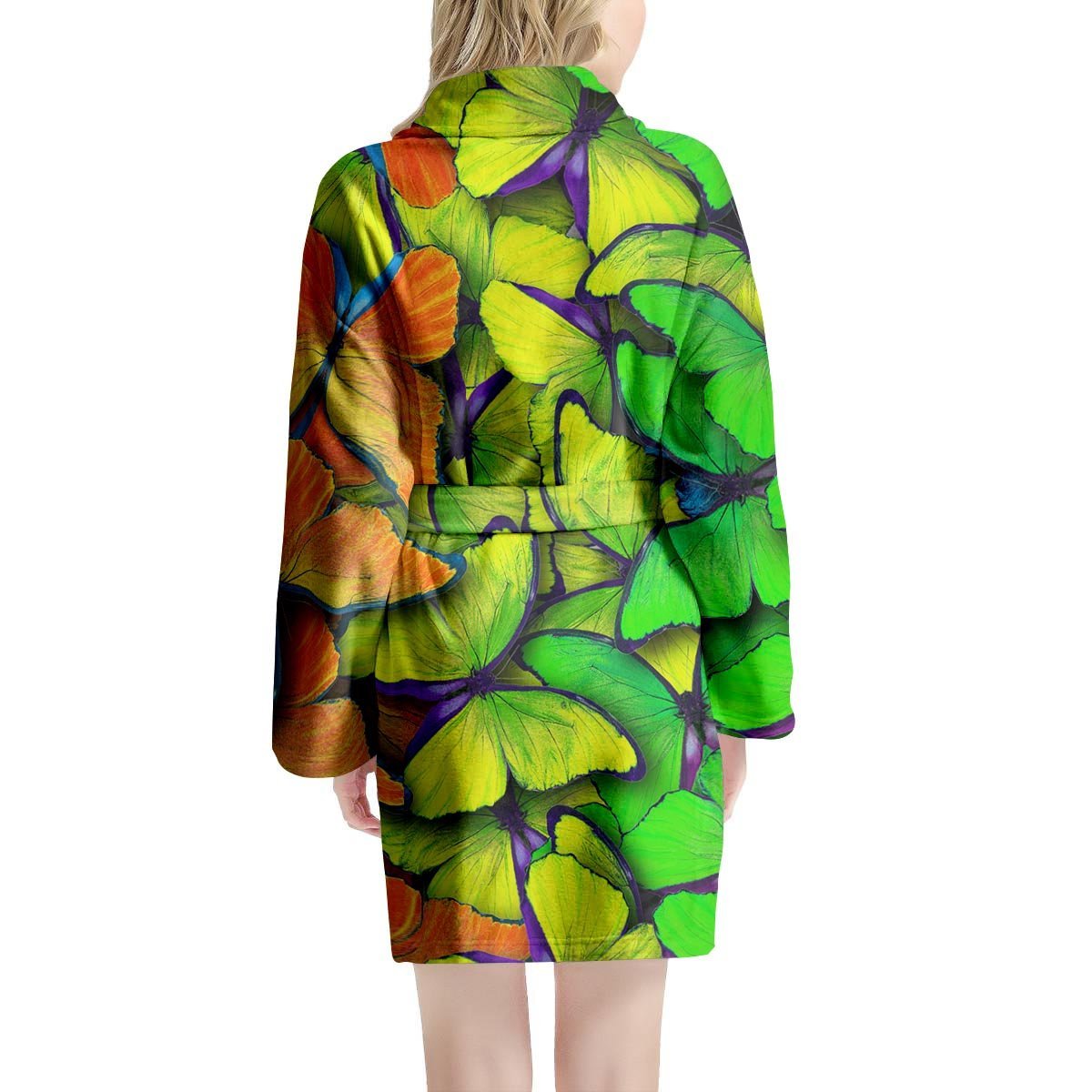 Rainbow Butterfly Print Women's Robe-grizzshop