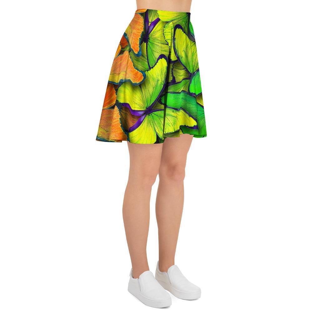 Rainbow Butterfly Print Women's Skirt-grizzshop
