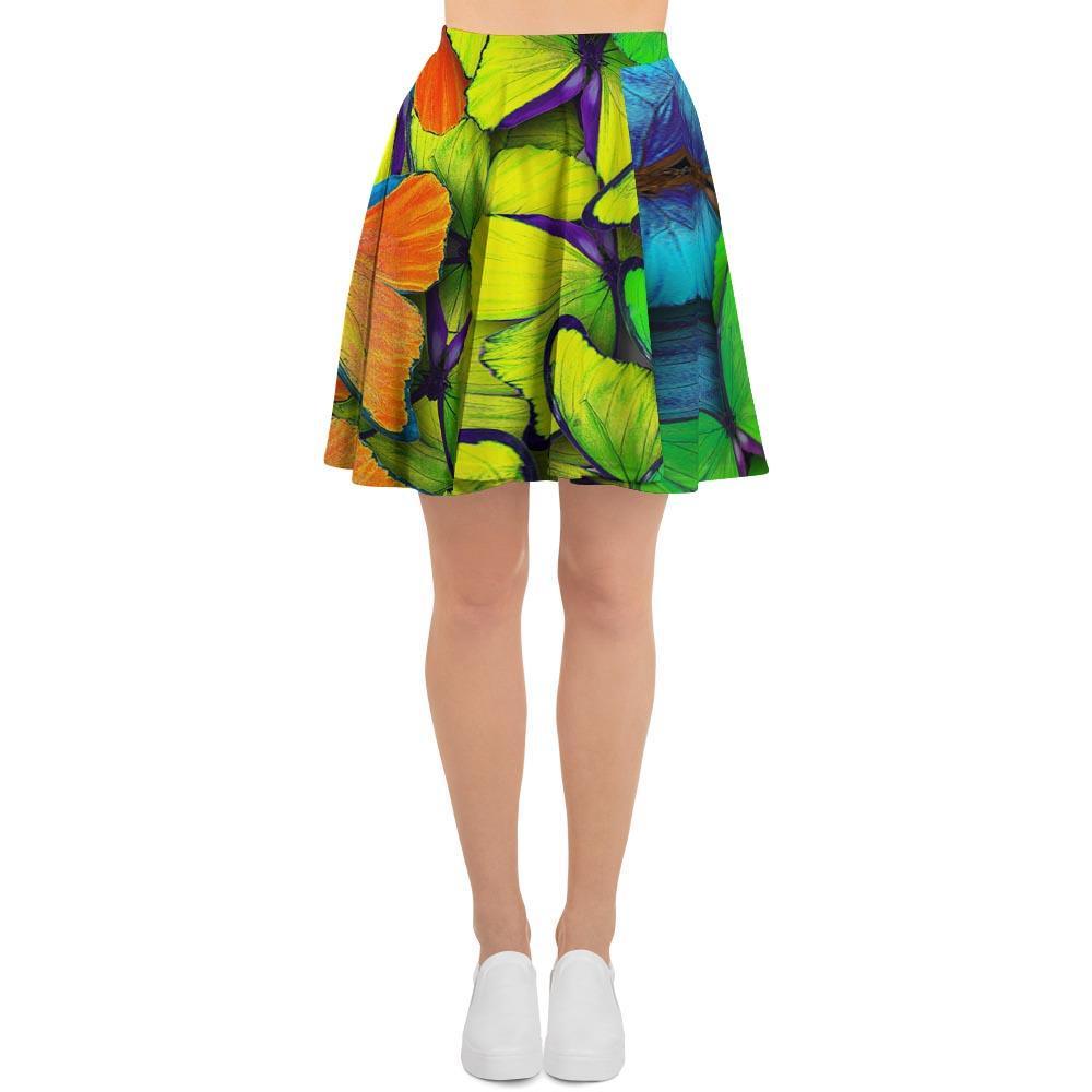 Rainbow Butterfly Print Women's Skirt-grizzshop