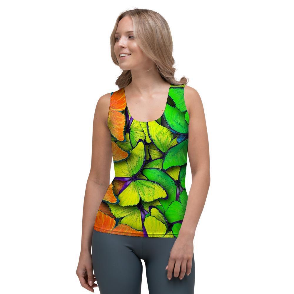 Rainbow Butterfly Print Women's Tank Top-grizzshop