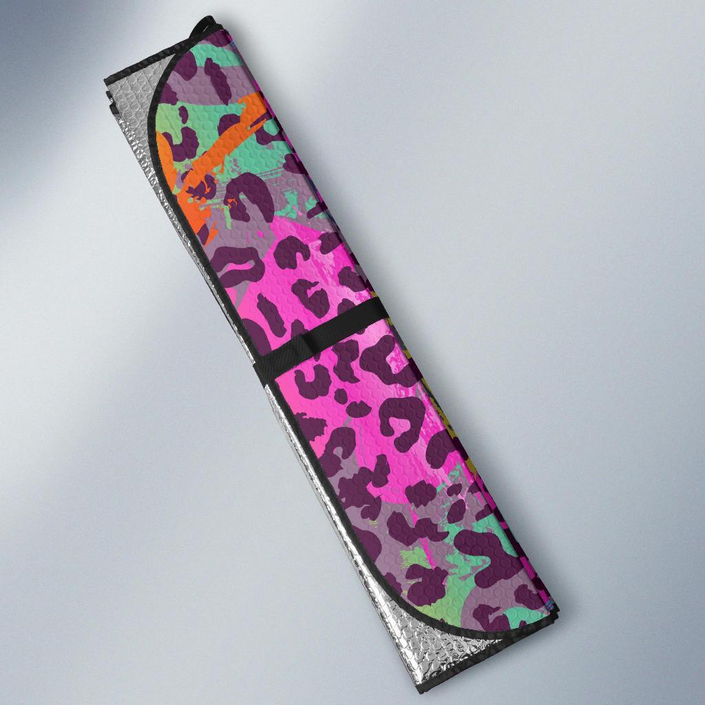 Rainbow Cheetah Leopard Pattern Print Car Sun Shade-grizzshop