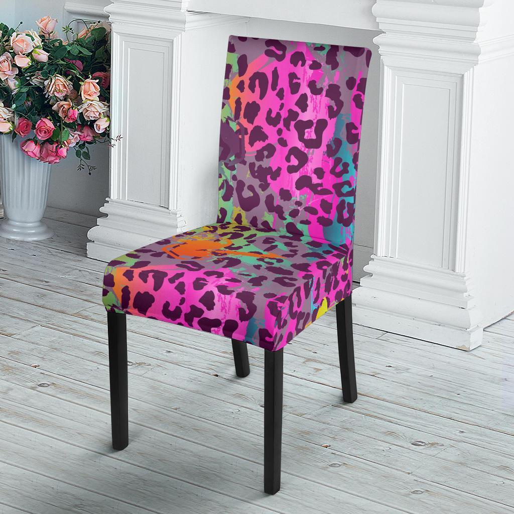 Rainbow Cheetah Leopard Pattern Print Chair Cover-grizzshop