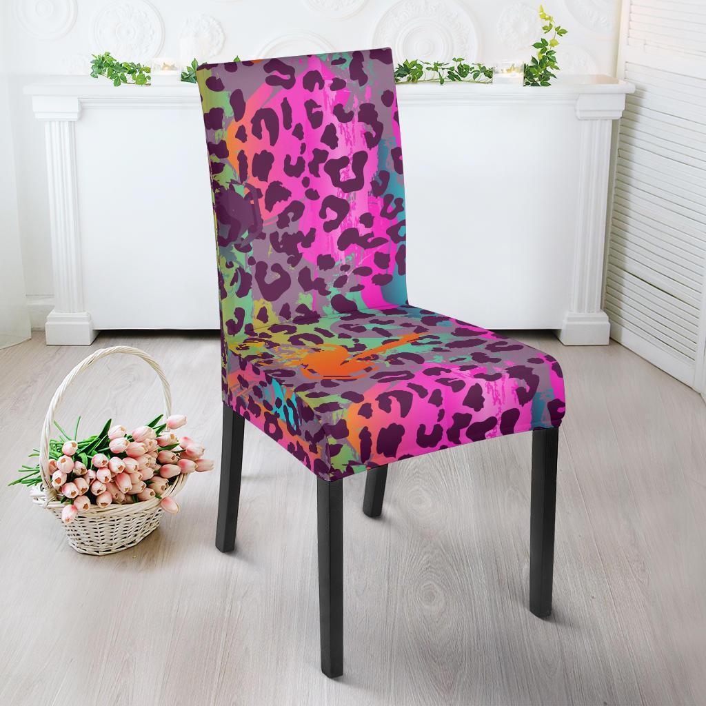 Rainbow Cheetah Leopard Pattern Print Chair Cover-grizzshop