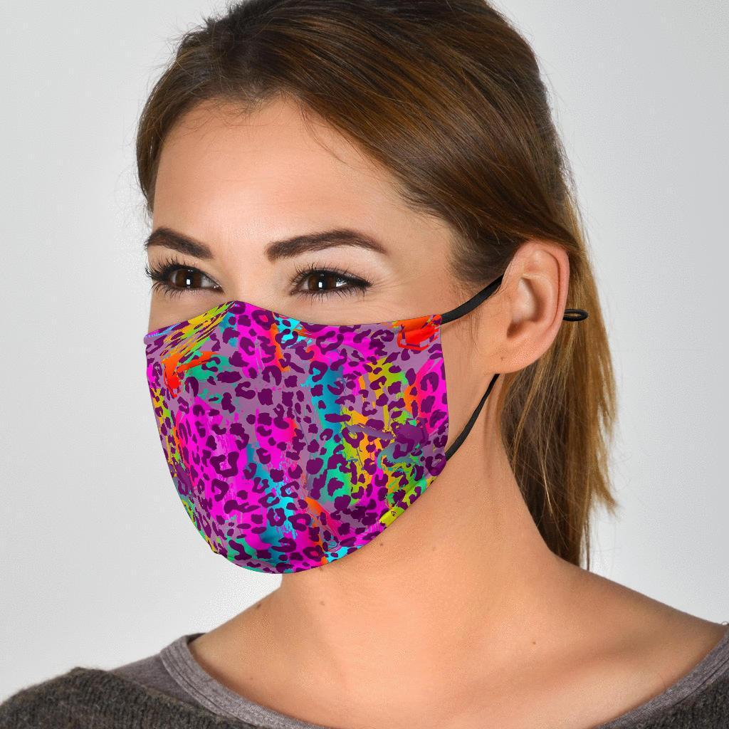 Rainbow Cheetah Leopard Pattern Print Face Mask-grizzshop