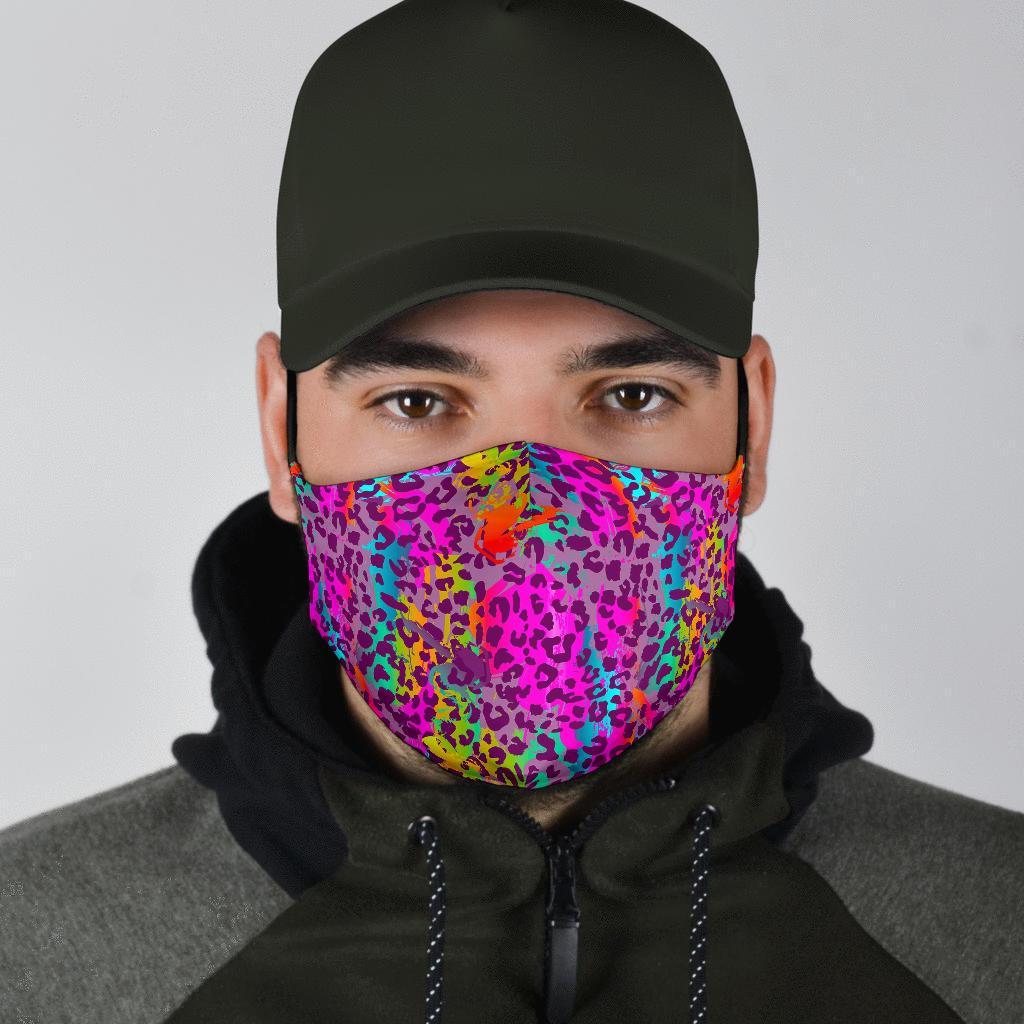 Rainbow Cheetah Leopard Pattern Print Face Mask-grizzshop