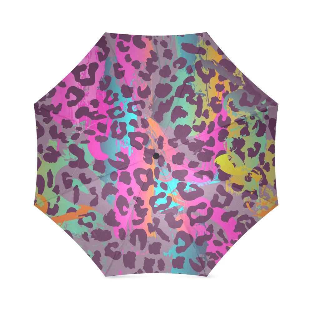 Rainbow Cheetah Leopard Pattern Print Foldable Umbrella-grizzshop
