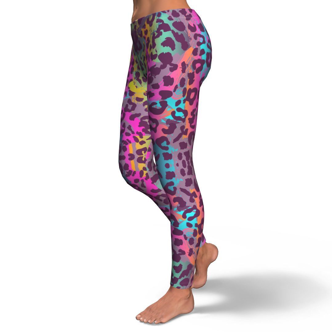 Rainbow Cheetah Leopard Pattern Print Pattern Women Leggings-grizzshop