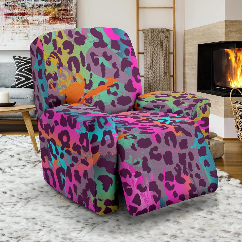 Rainbow Cheetah Leopard Pattern Print Recliner Cover-grizzshop