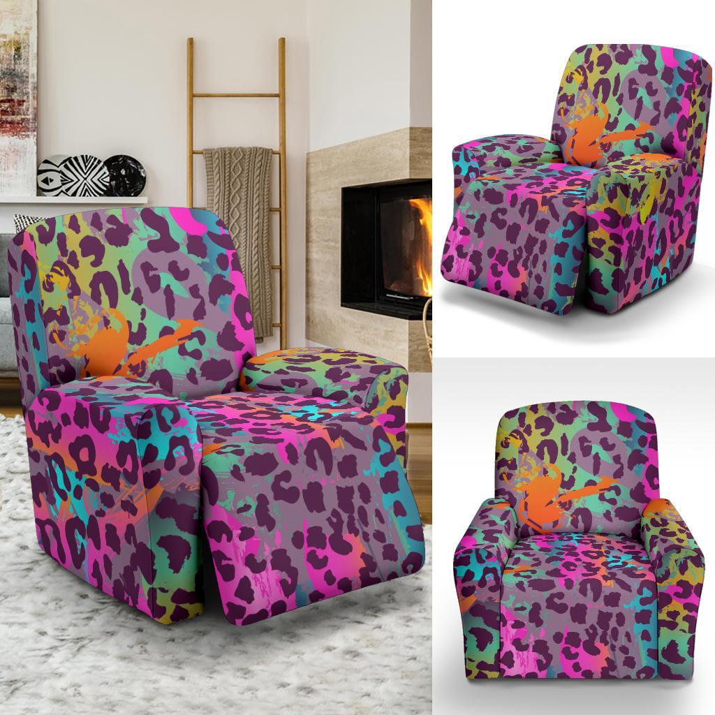 Rainbow Cheetah Leopard Pattern Print Recliner Cover-grizzshop