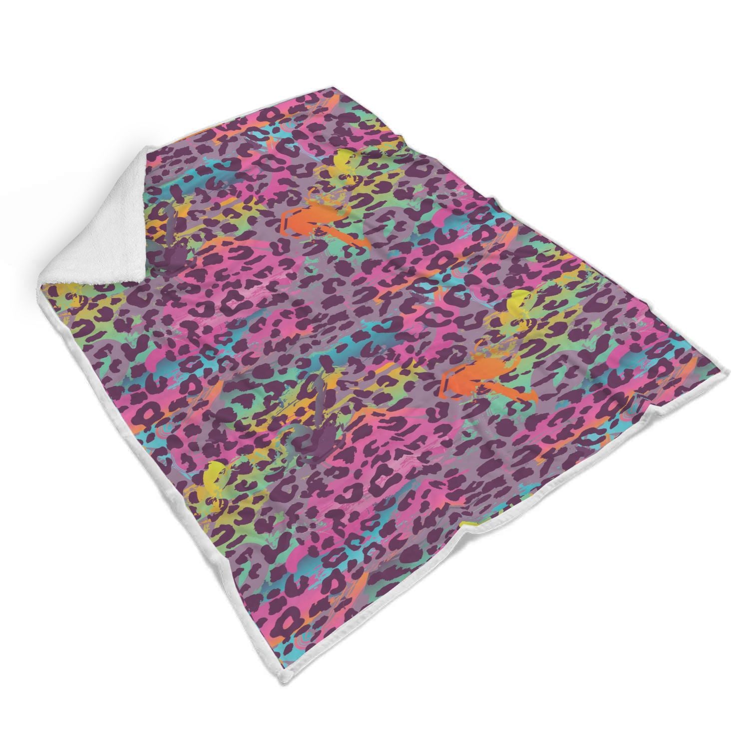 Rainbow Cheetah Leopard Pattern Print Throw Blanket-grizzshop