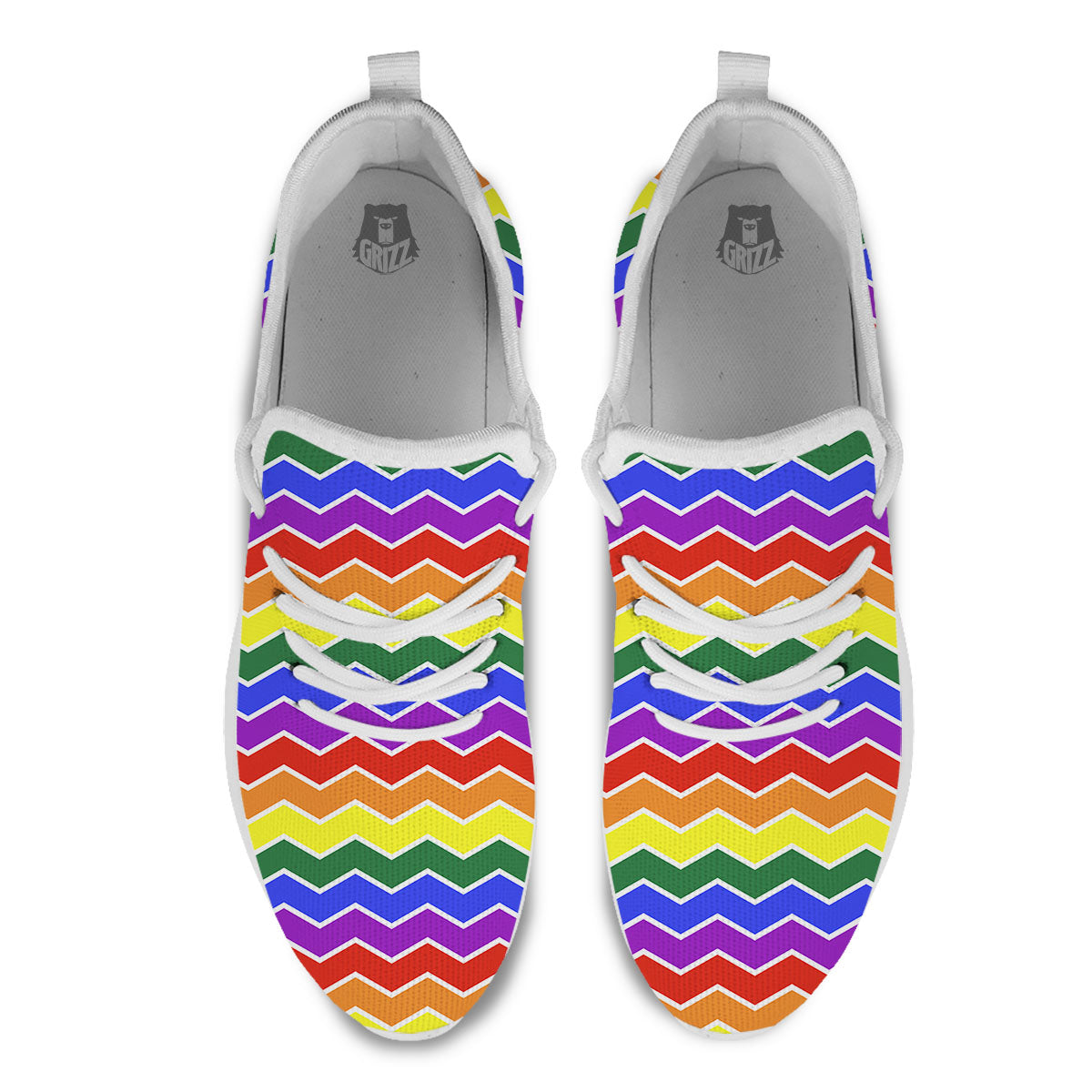 Rainbow Chevron LGBT Pride Print Pattern White Athletic Shoes-grizzshop