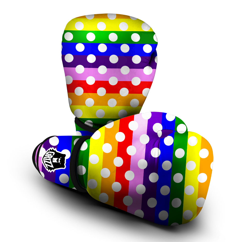 Rainbow Color LGBT Polka Dot Print Pattern Boxing Gloves-grizzshop