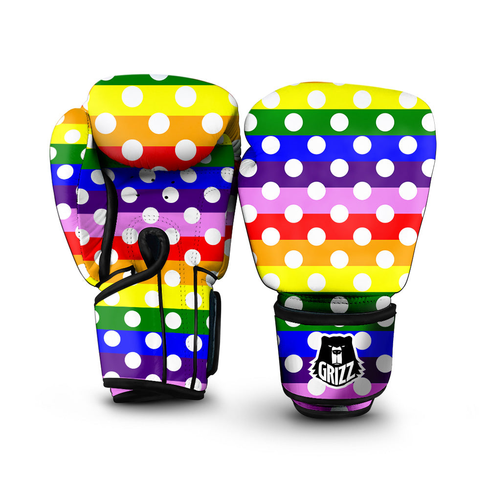 Rainbow Color LGBT Polka Dot Print Pattern Boxing Gloves-grizzshop