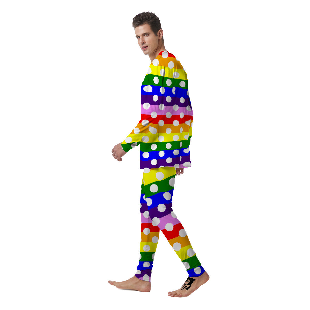 Rainbow Color LGBT Polka Dot Print Pattern Men's Pajamas-grizzshop
