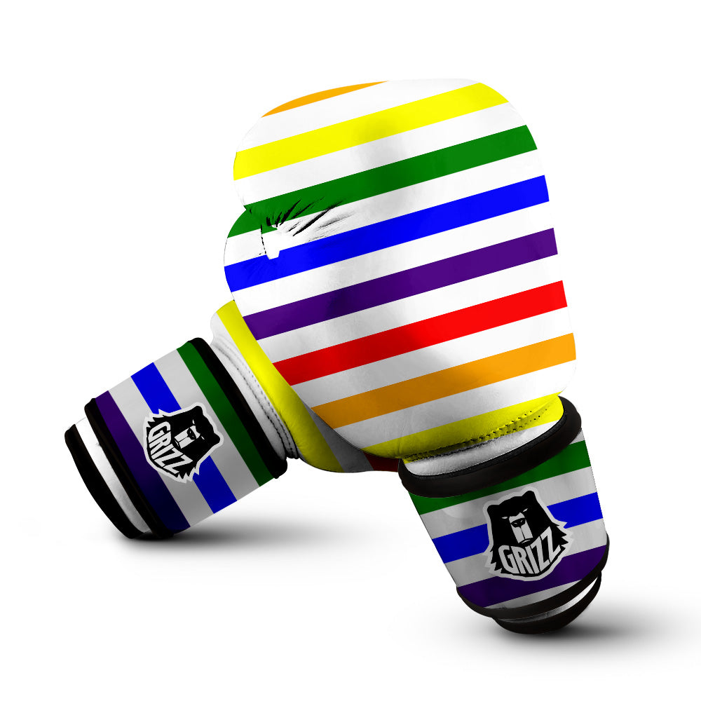 Rainbow Color LGBT Striped Print Boxing Gloves-grizzshop