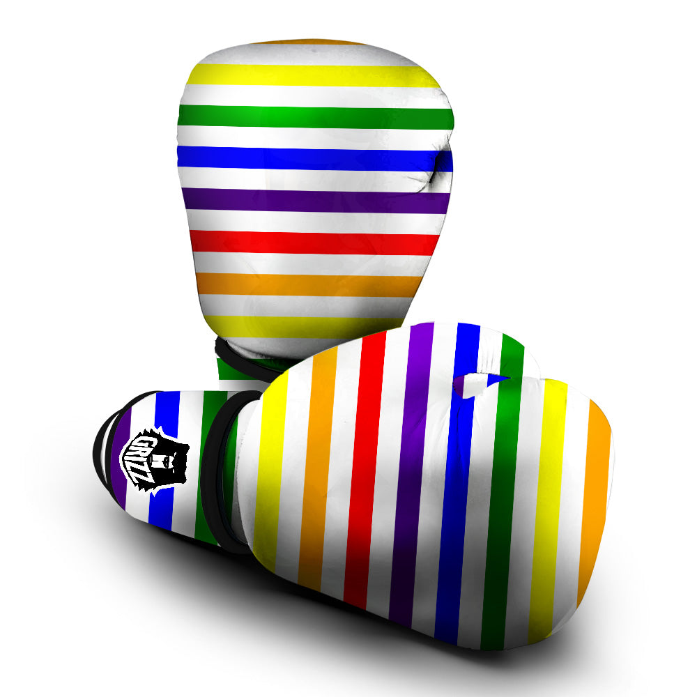 Rainbow Color LGBT Striped Print Boxing Gloves-grizzshop