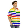 Rainbow Color LGBT Striped Print Men’s Hawaiian Shirt-grizzshop