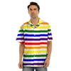 Rainbow Color LGBT Striped Print Men’s Hawaiian Shirt-grizzshop