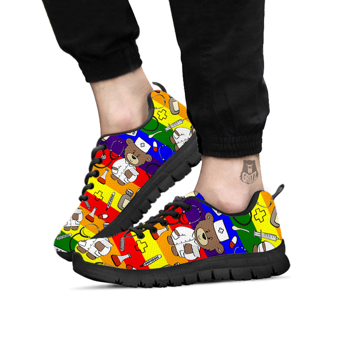 Rainbow Color LGBT Teddy Bear Nurse - Sneakers-grizzshop