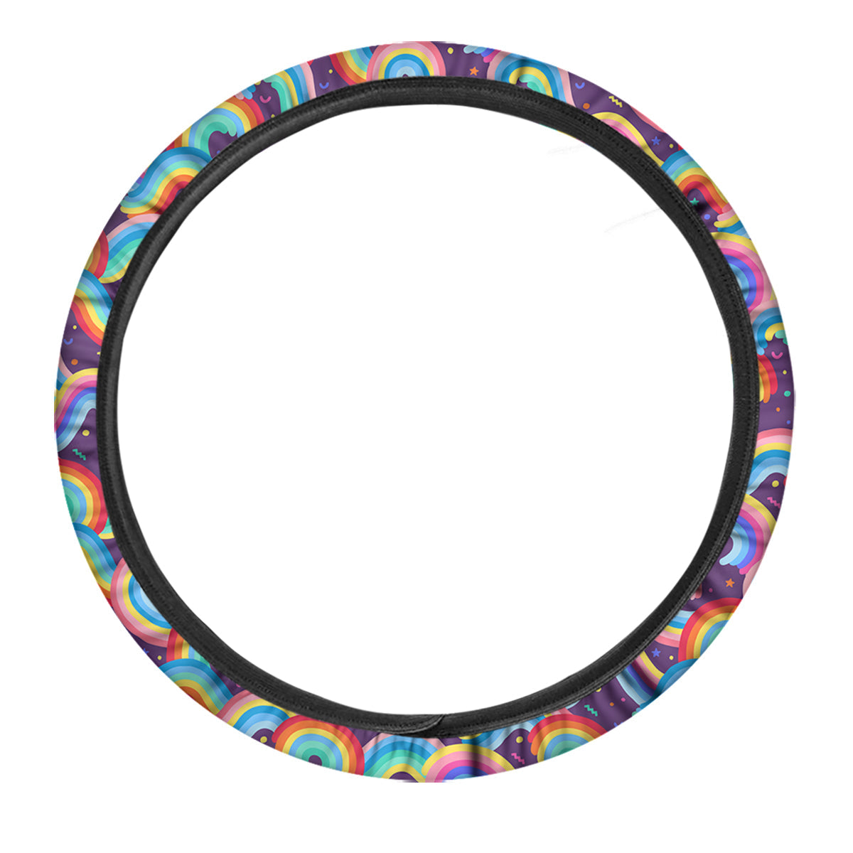 Rainbow Colorful Cute Print Pattern Car Steering Wheel Cover-grizzshop