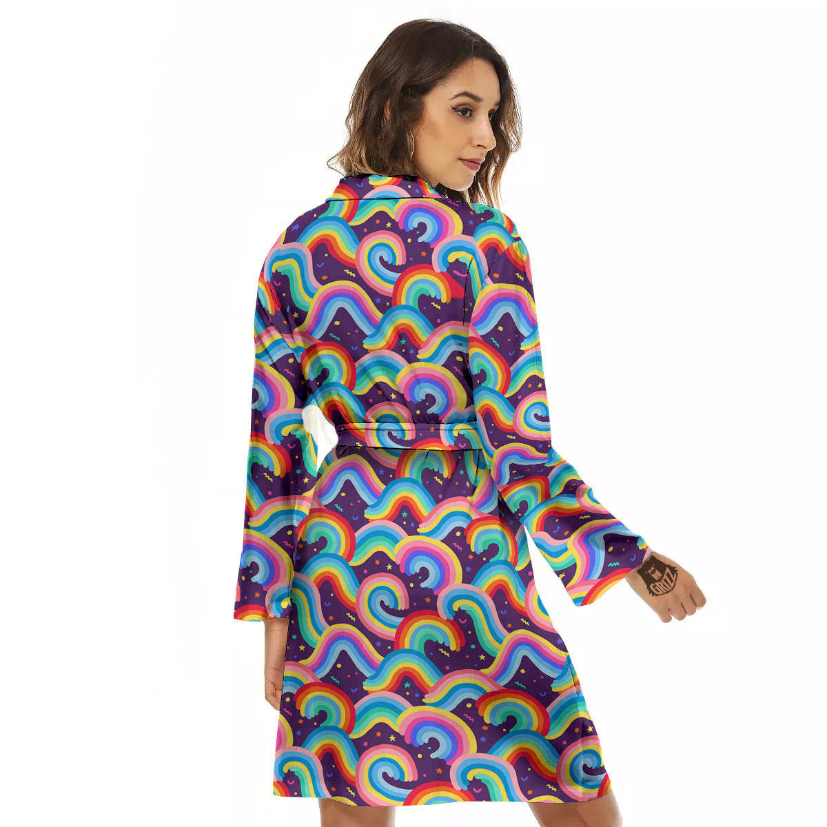 Rainbow Colorful Cute Print Pattern Women's Robe-grizzshop