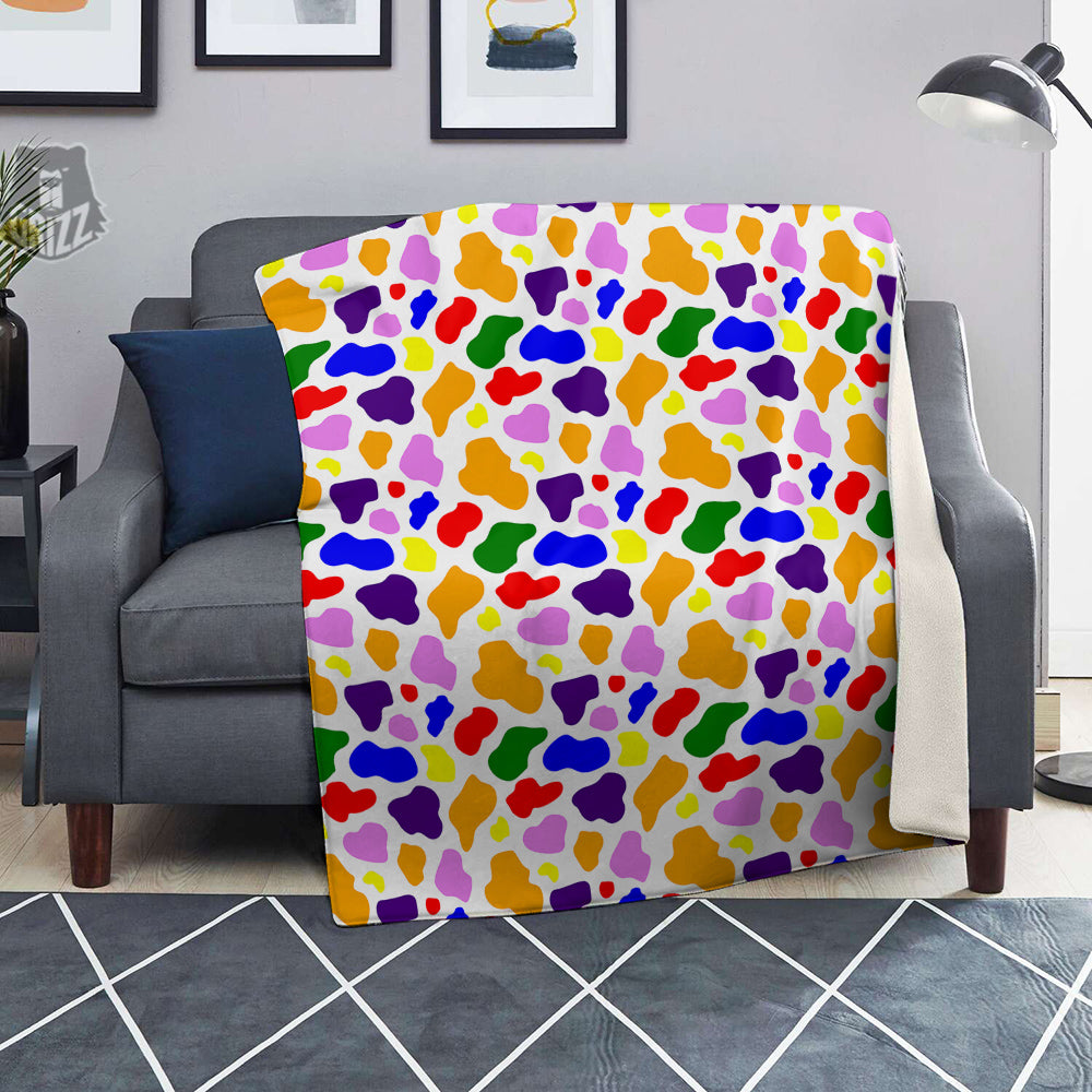 Rainbow Cow Print Pattern Blanket-grizzshop